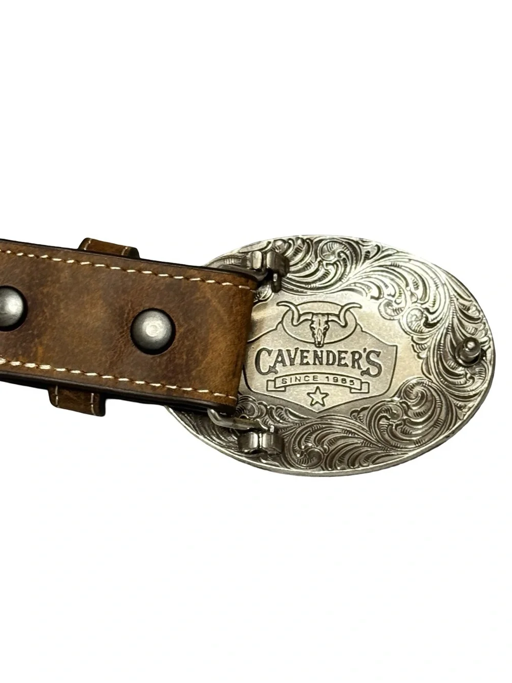 Cavenders Boys Western Genuine Leather Rodeo Festival Brown Belt with Buckle